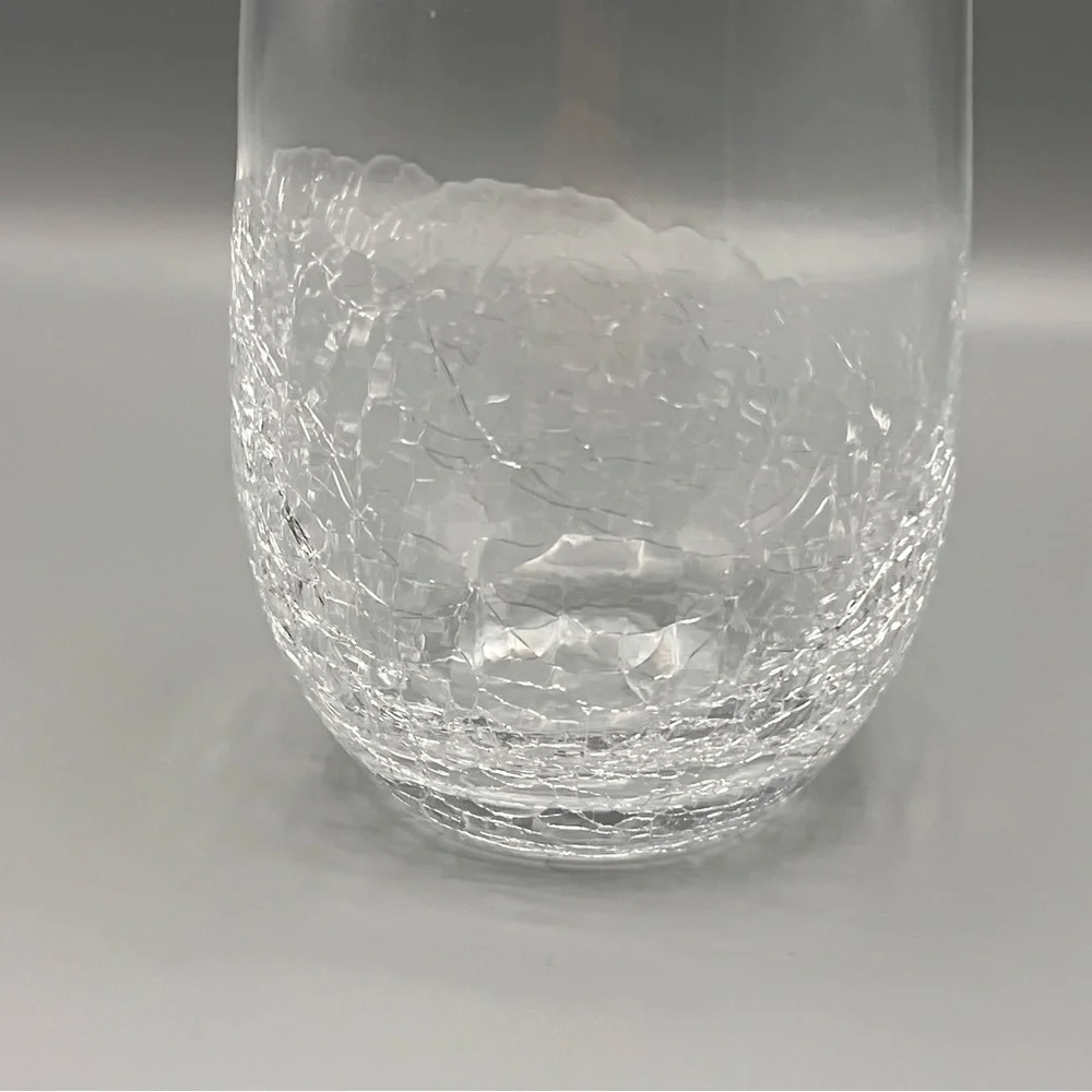 Pier 1 Crystal ANGLED RIM CRACKLE Tall Flat Tumbler 5 7/8